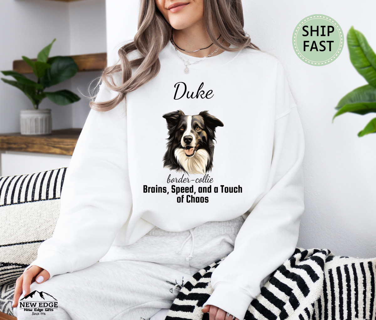 Personalized Border Collie Sweatshirt – “Brains, Speed, and a Touch of Chaos” | Custom Unisex Christmas Gift, Funny Dog Lover Sweatshirt, Pet Gift for Him or Her