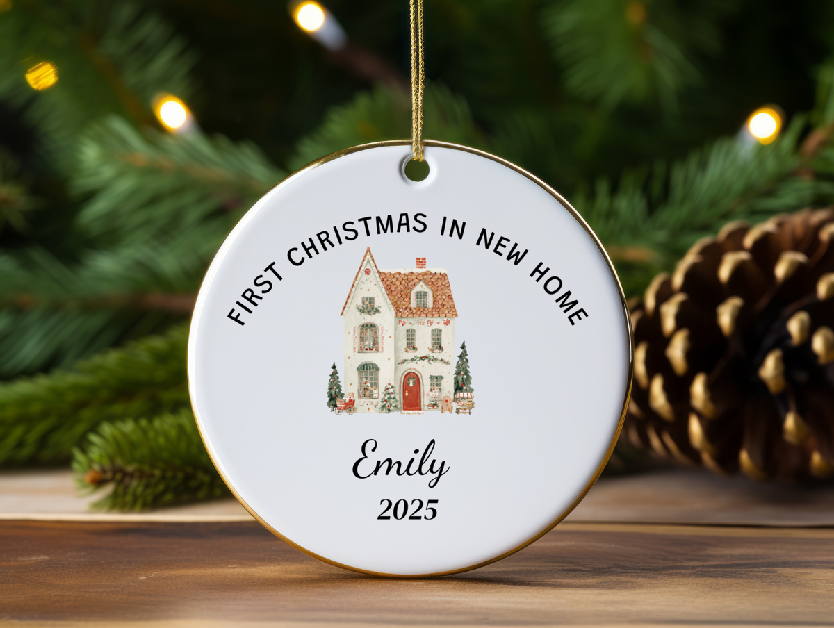 First Christmas in Our New Home Personalized Ornament — Custom Name Holiday Keepsake Gift