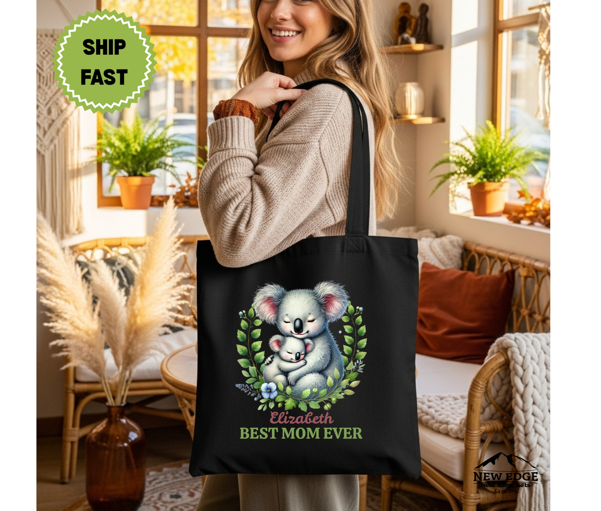 Personalized “Best Mom Ever” Cotton Canvas Tote Bag – Custom Mom Name Gift, Unique Mother’s Day Shopping Bag