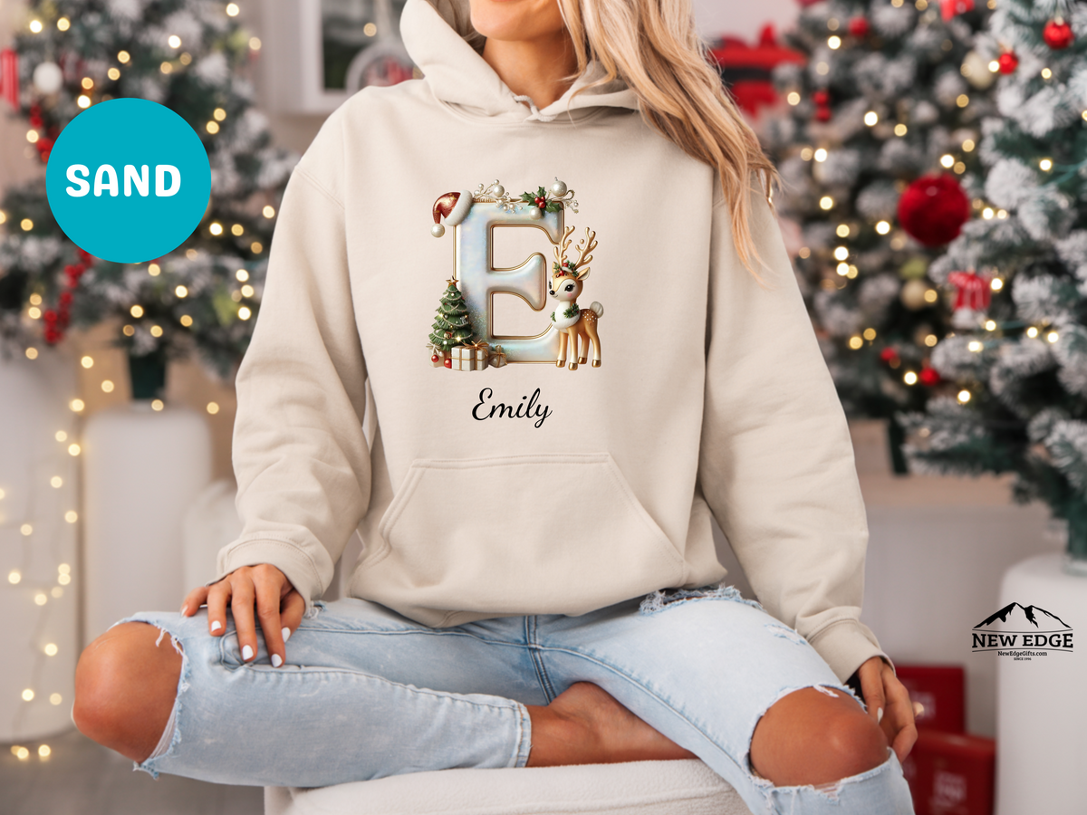 Personalized Family Christmas Alphabet Name Sweatshirt or Hoodie – Custom Holiday Apparel Gift for Adults & Kids