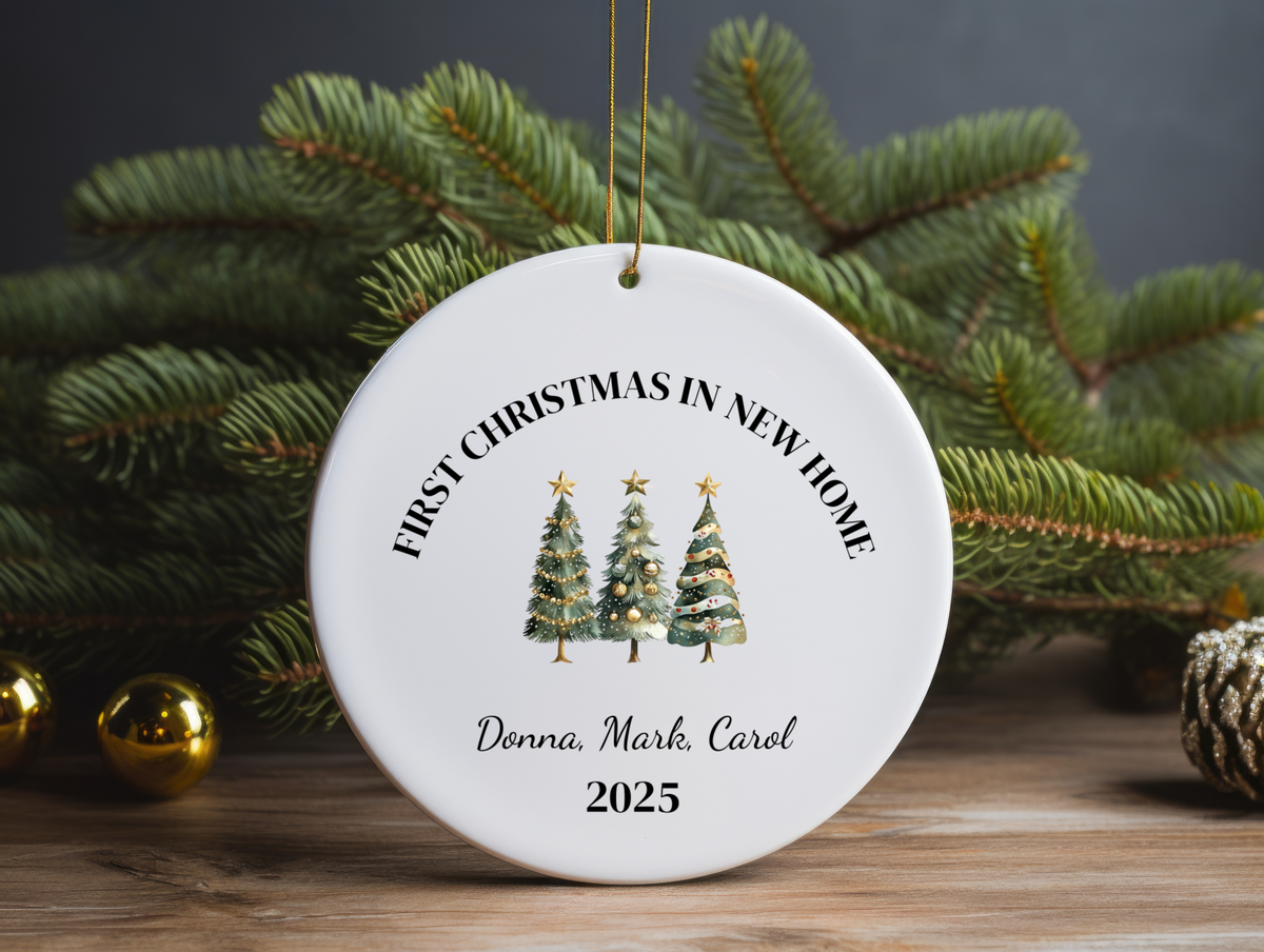 First Christmas in Our New Home Personalized Ornament  Custom Name Holiday Keepsake 2025