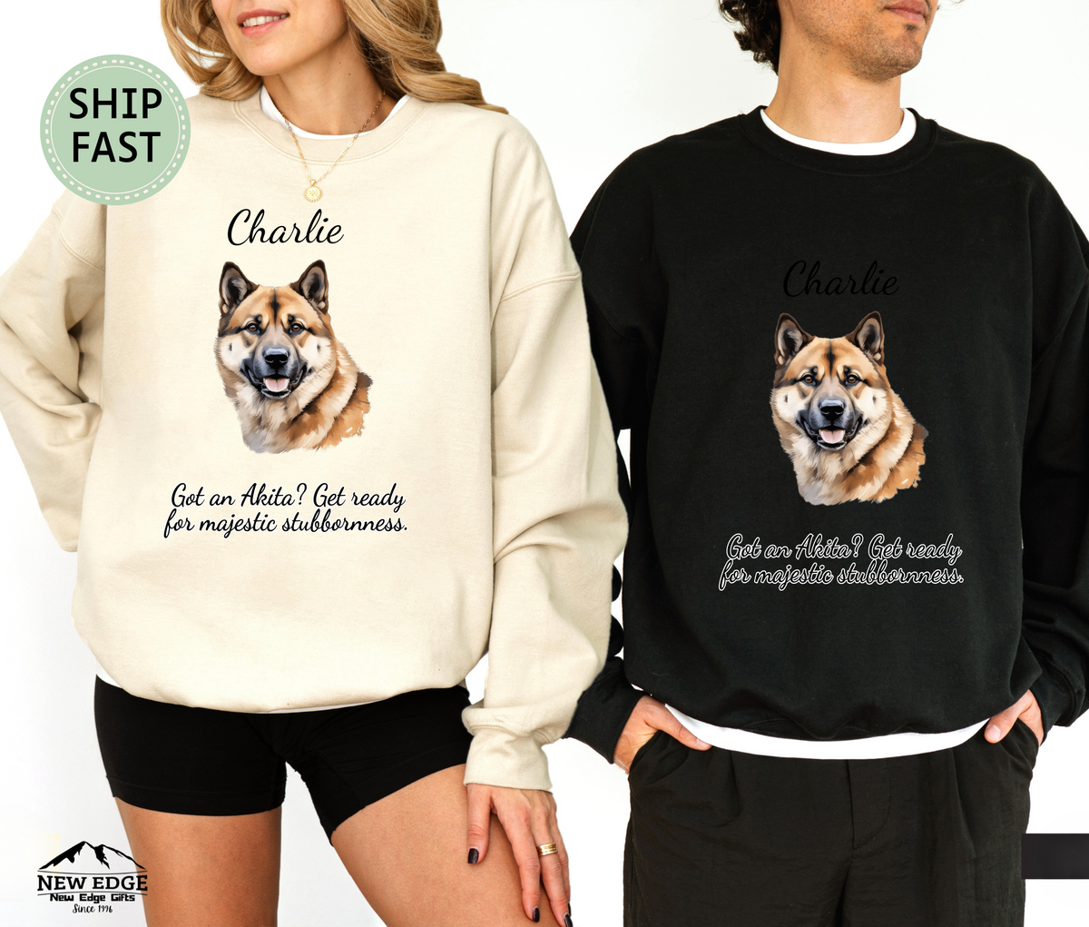 Custom Akita Dog Sweatshirt | “Home Feels Complete with a Akita” | Christmas Gift for Dog Dad | Pet Lover Apparel | Cozy Dog Lover Gift for Him