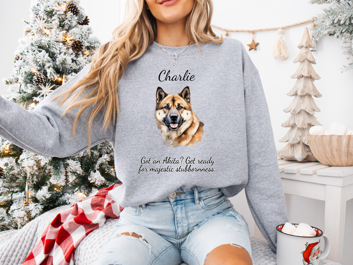 Custom Akita Dog Sweatshirt | “Home Feels Complete with a Akita” | Christmas Gift for Dog Dad | Pet Lover Apparel | Cozy Dog Lover Gift for Him