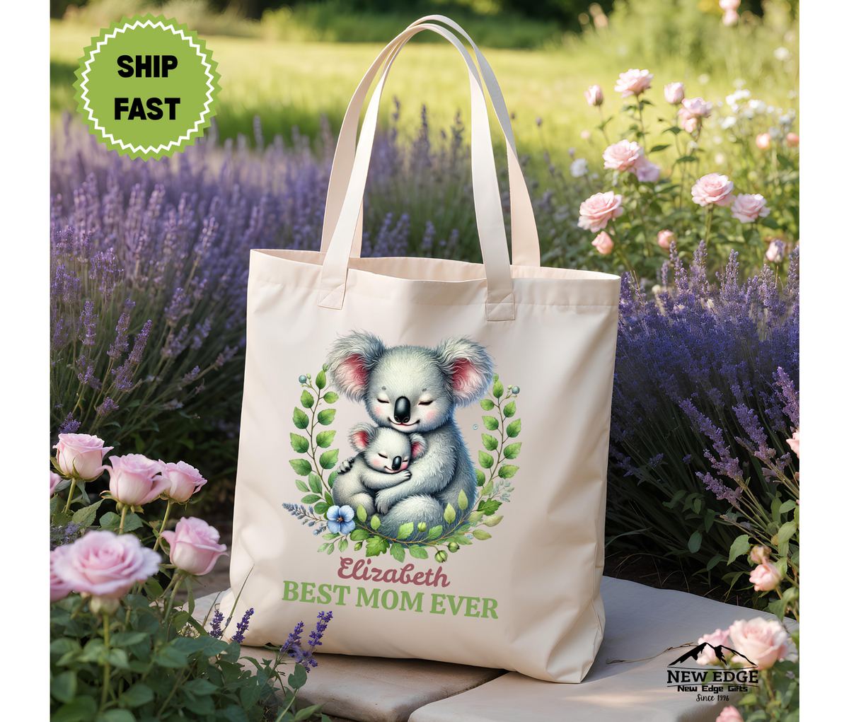 Personalized “Best Mom Ever” Cotton Canvas Tote Bag – Custom Mom Name Gift, Unique Mother’s Day Shopping Bag