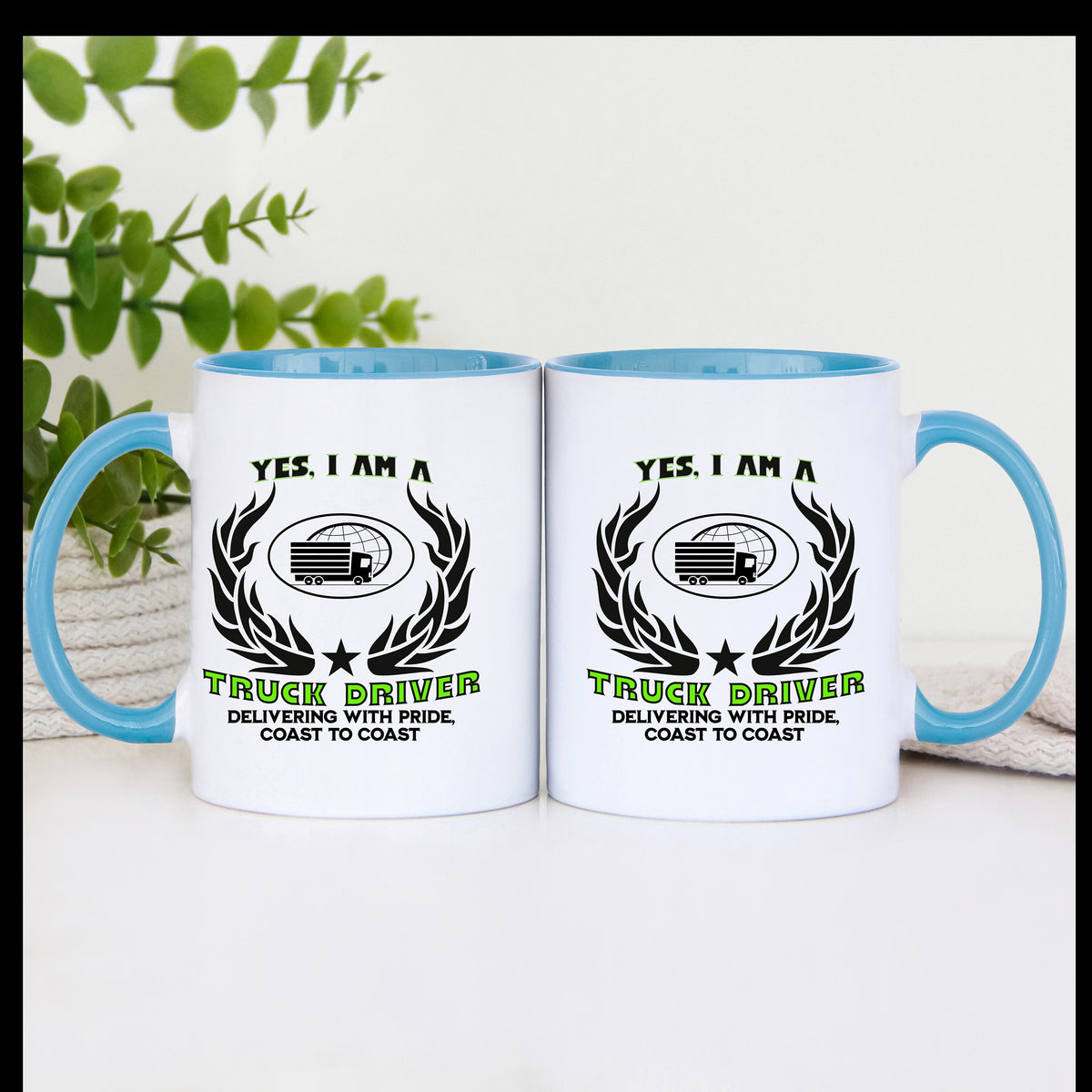Truck Driver Mug  11oz & 15oz Accent Coffee Mug with Delivering with Pride Coast to Coast Slogan Perfect for Truckers and Drivers