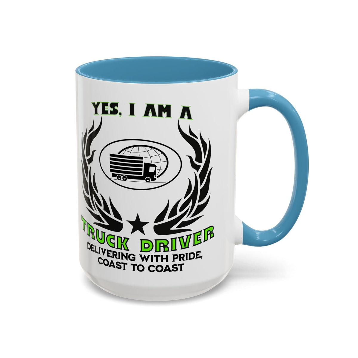 Truck Driver Mug  11oz & 15oz Accent Coffee Mug with Delivering with Pride Coast to Coast Slogan Perfect for Truckers and Drivers