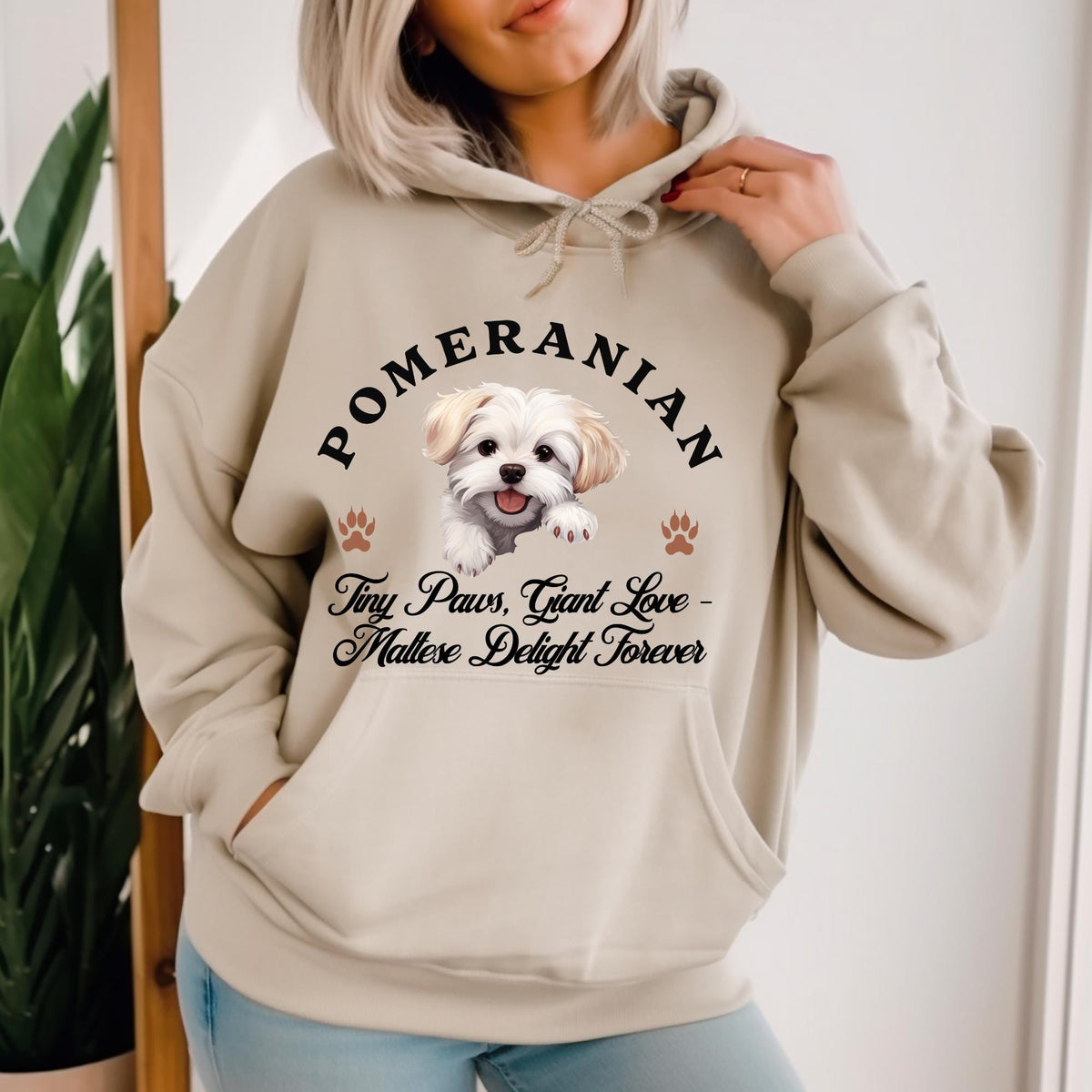 Maltese Unisex Hoodie  Tiny Paws, Giant Love, Maltese Delight Forever in Cozy Style