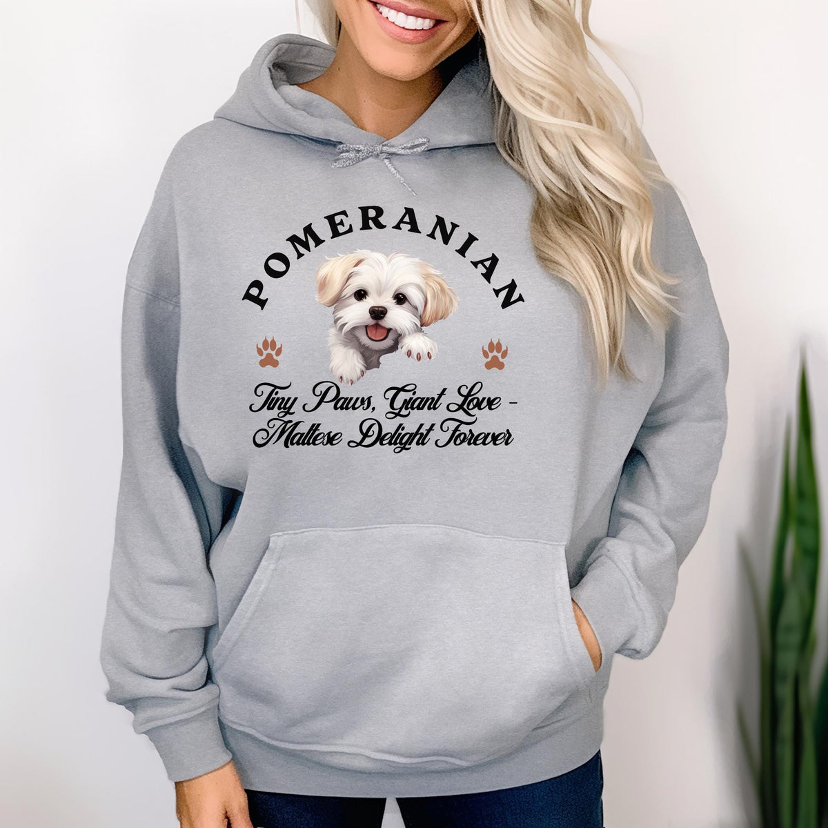 Maltese Unisex Hoodie  Tiny Paws, Giant Love, Maltese Delight Forever in Cozy Style