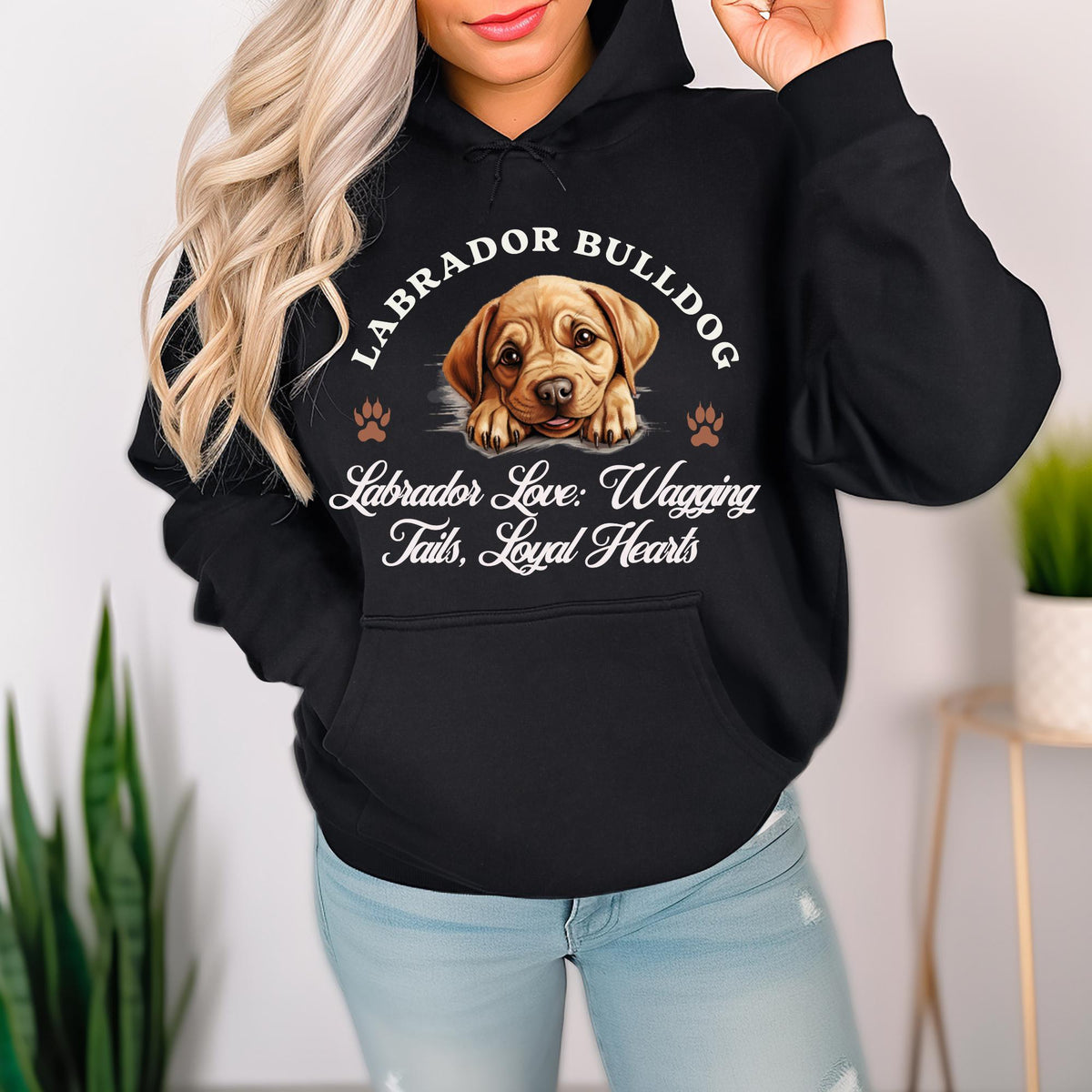 Labrador Bulldog Unisex Hoodie  Labrador Love, Wagging Tails, and Loyal Hearts in Cozy Style