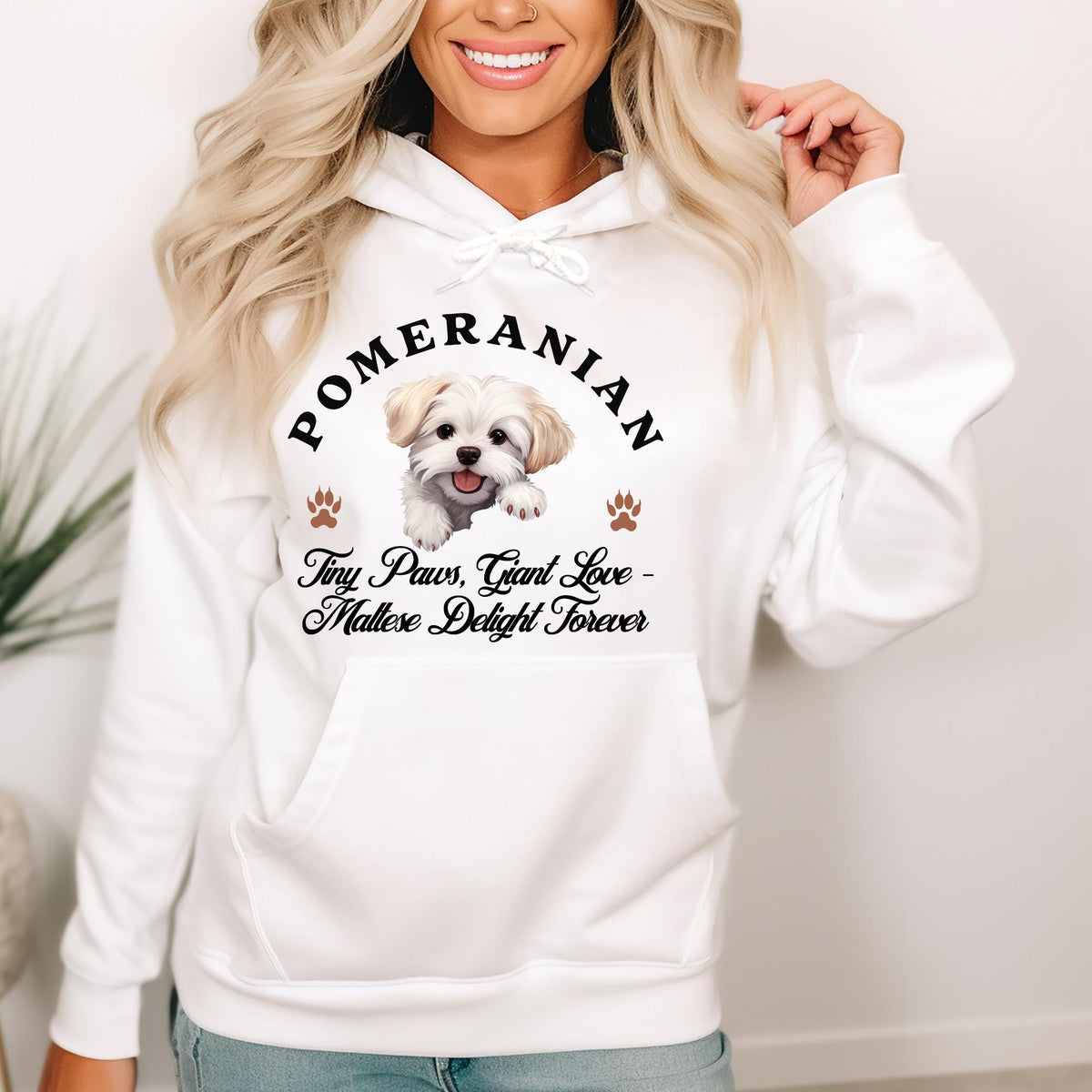 Maltese Unisex Hoodie  Tiny Paws, Giant Love, Maltese Delight Forever in Cozy Style