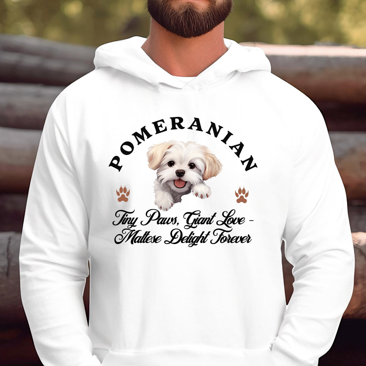 Maltese Unisex Hoodie  Tiny Paws, Giant Love, Maltese Delight Forever in Cozy Style