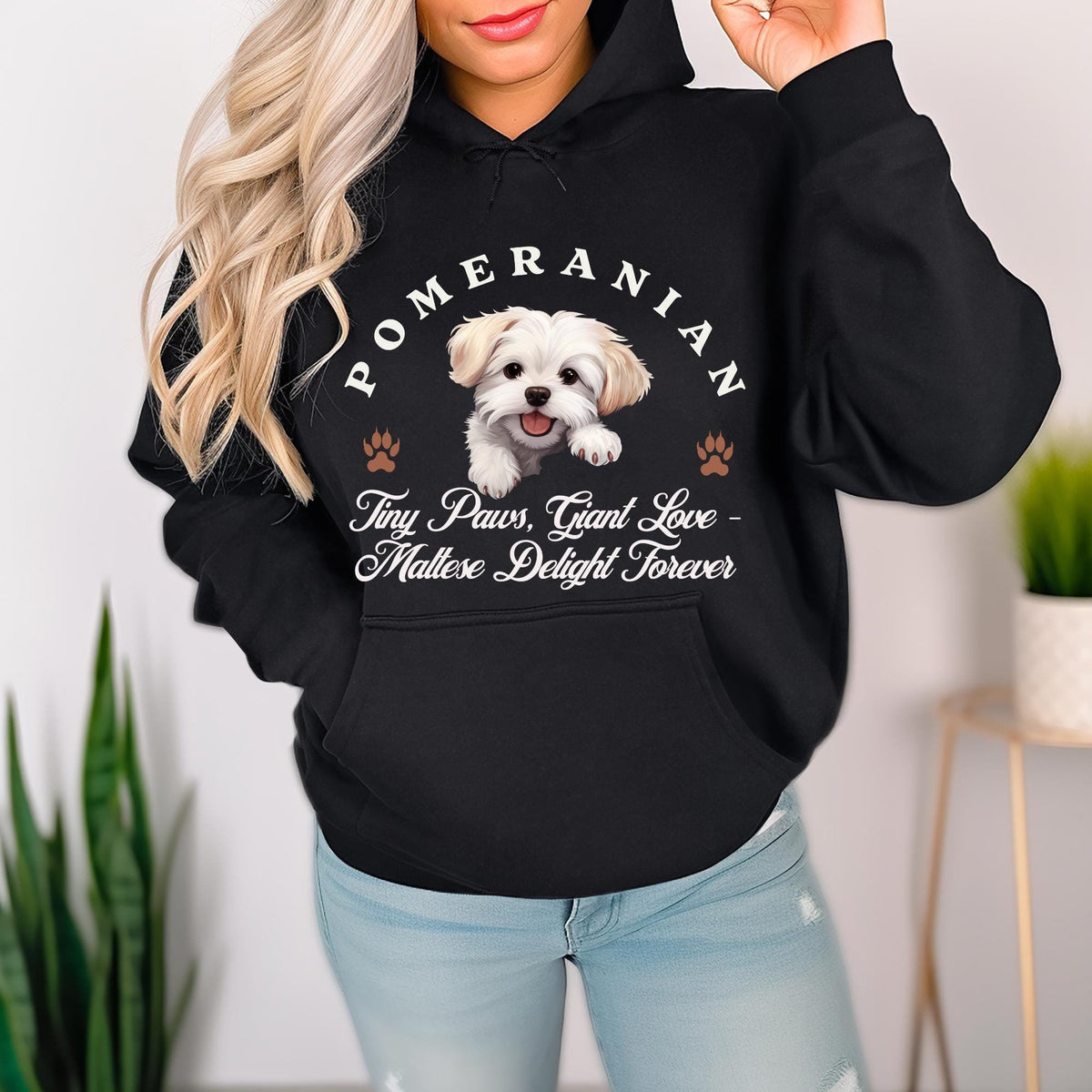 Maltese Unisex Hoodie  Tiny Paws, Giant Love, Maltese Delight Forever in Cozy Style