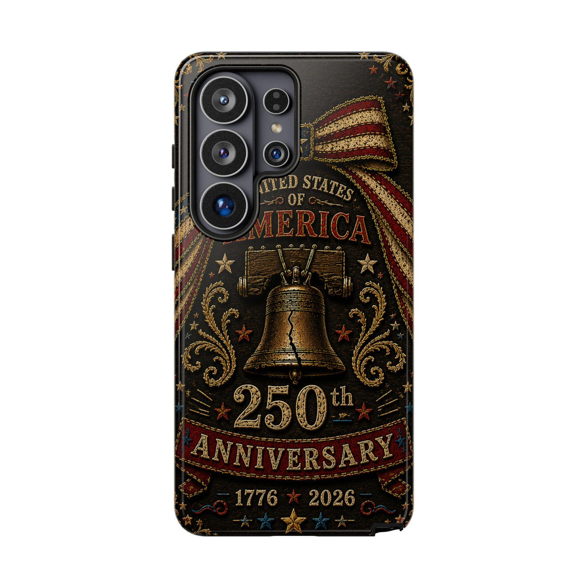 USA 250th Anniversary Phone Case Vintage Liberty Bell Faux Patchwork Americana 1776 2026 iPhone Samsung Case