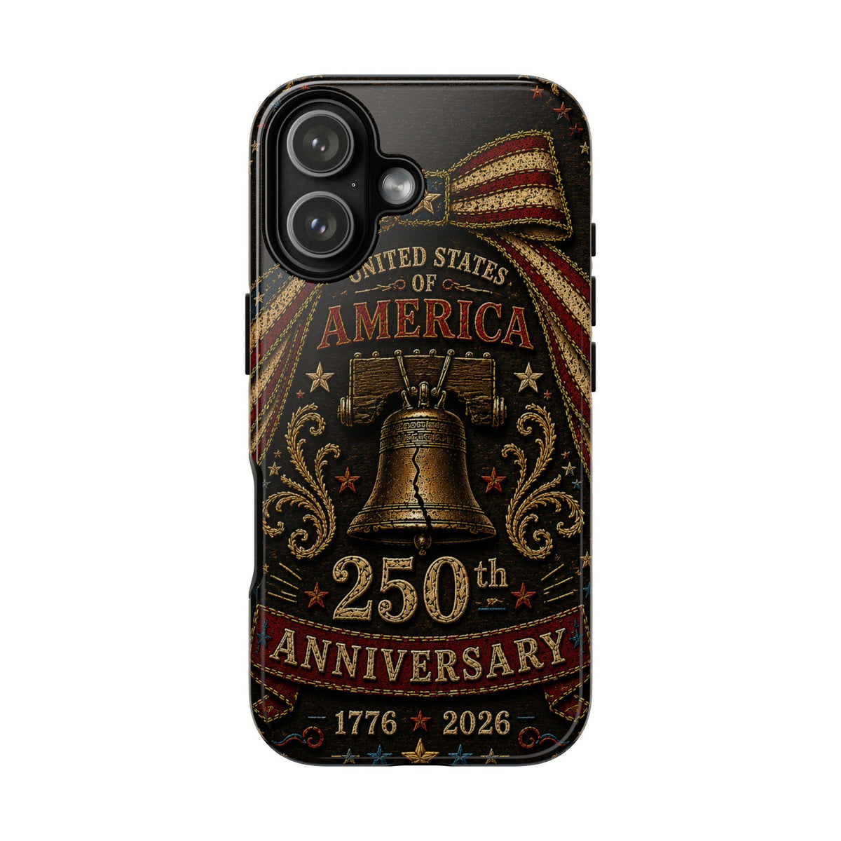 USA 250th Anniversary Phone Case Vintage Liberty Bell Faux Patchwork Americana 1776 2026 iPhone Samsung Case