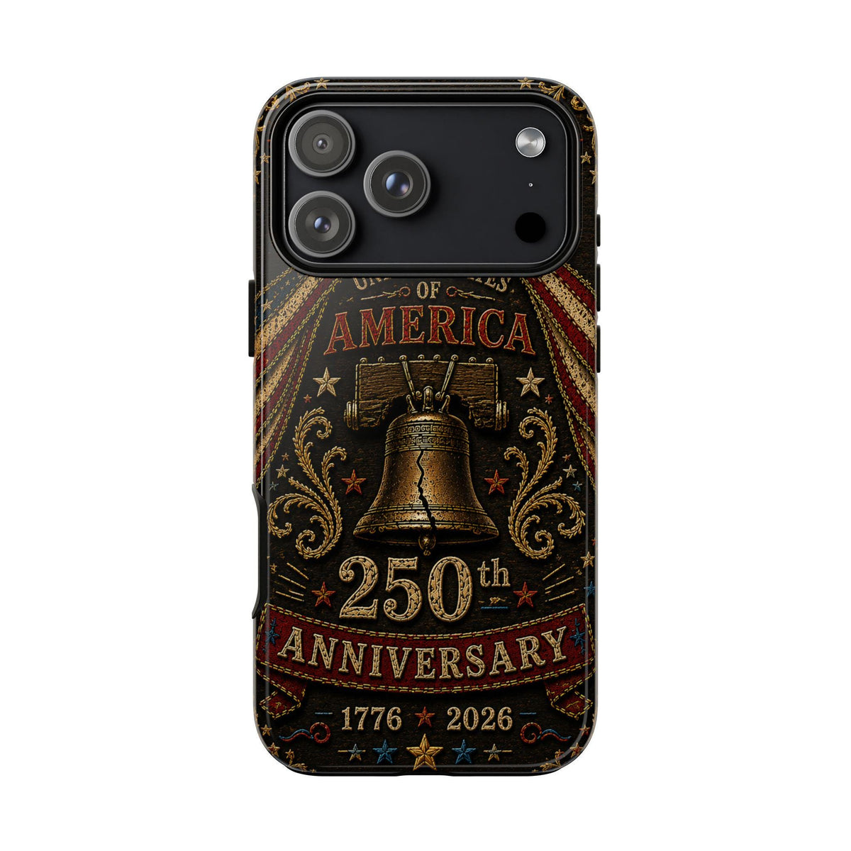 USA 250th Anniversary Phone Case Vintage Liberty Bell Faux Patchwork Americana 1776 2026 iPhone Samsung Case