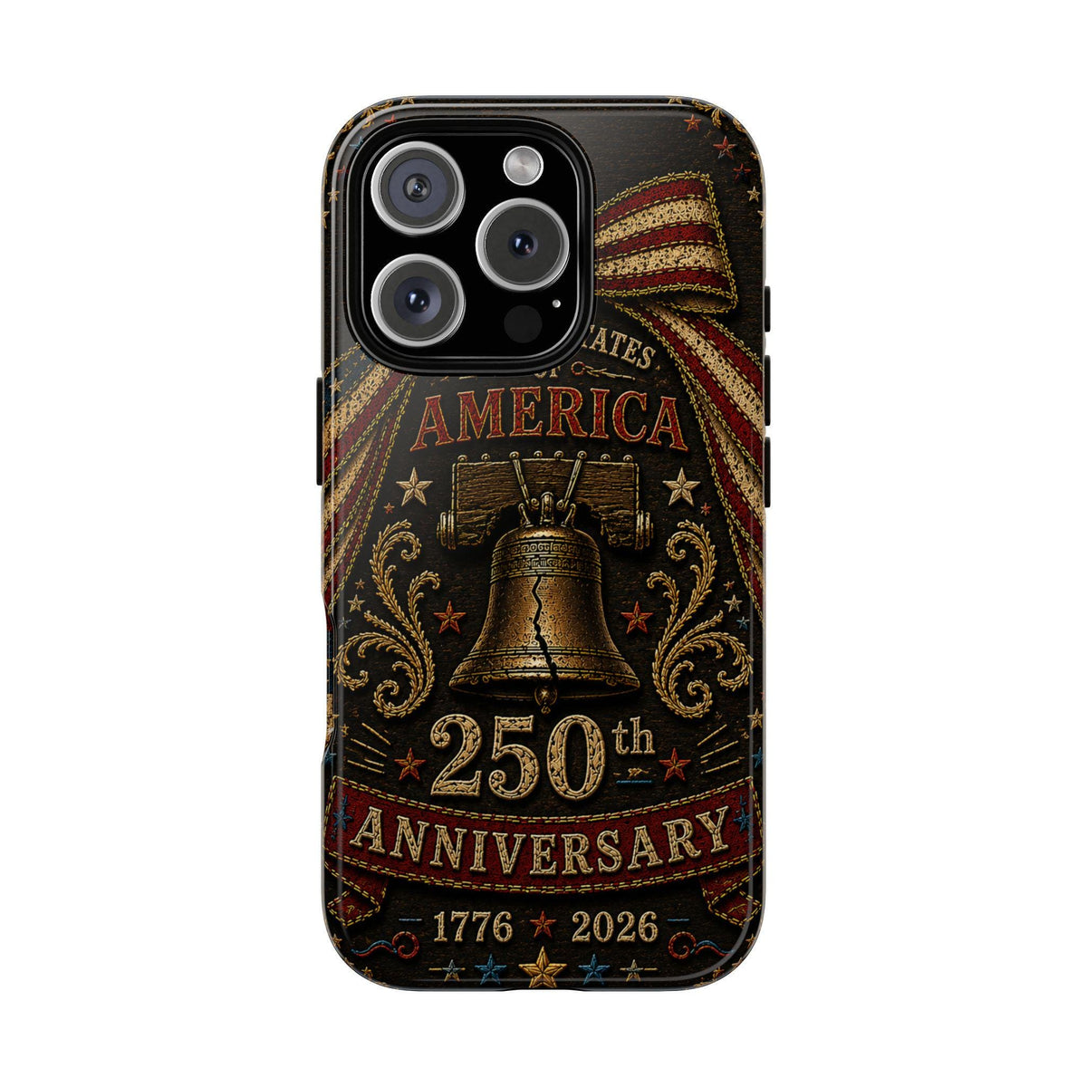 USA 250th Anniversary Phone Case Vintage Liberty Bell Faux Patchwork Americana 1776 2026 iPhone Samsung Case