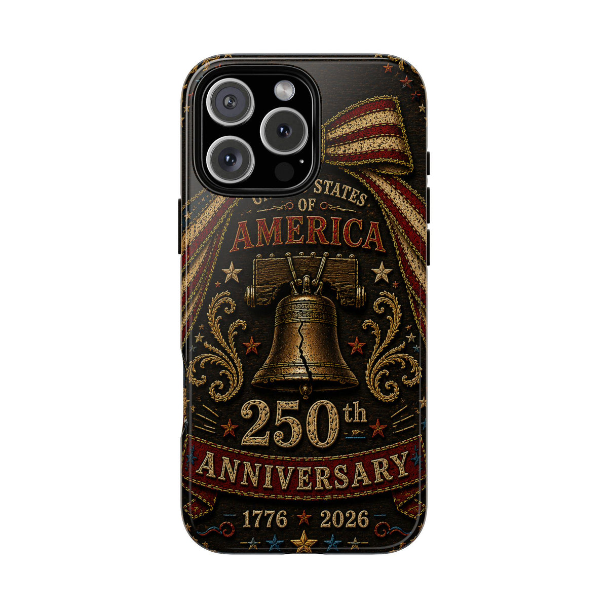 USA 250th Anniversary Phone Case Vintage Liberty Bell Faux Patchwork Americana 1776 2026 iPhone Samsung Case