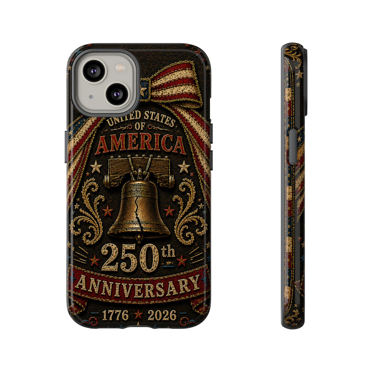 USA 250th Anniversary Phone Case Vintage Liberty Bell Faux Patchwork Americana 1776 2026 iPhone Samsung Case
