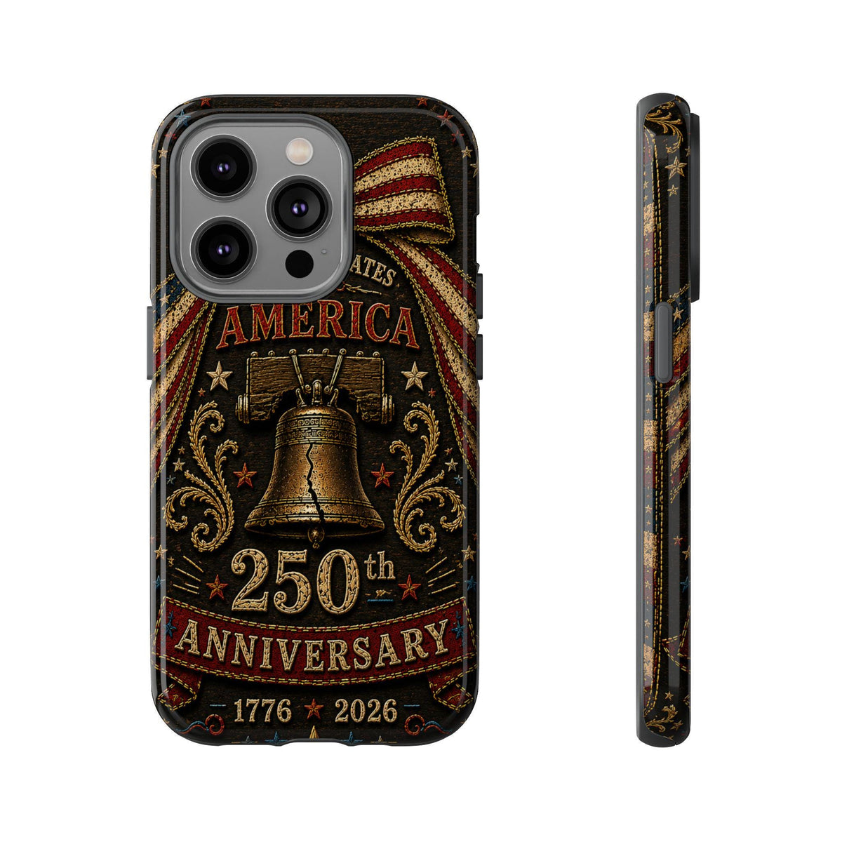 USA 250th Anniversary Phone Case Vintage Liberty Bell Faux Patchwork Americana 1776 2026 iPhone Samsung Case
