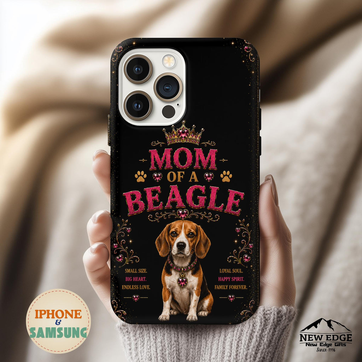 Mom of a Beagle Glitter Phone Case Not Just a Dog A True Best Friend for Life Vintage Dog Lover Gift Cover