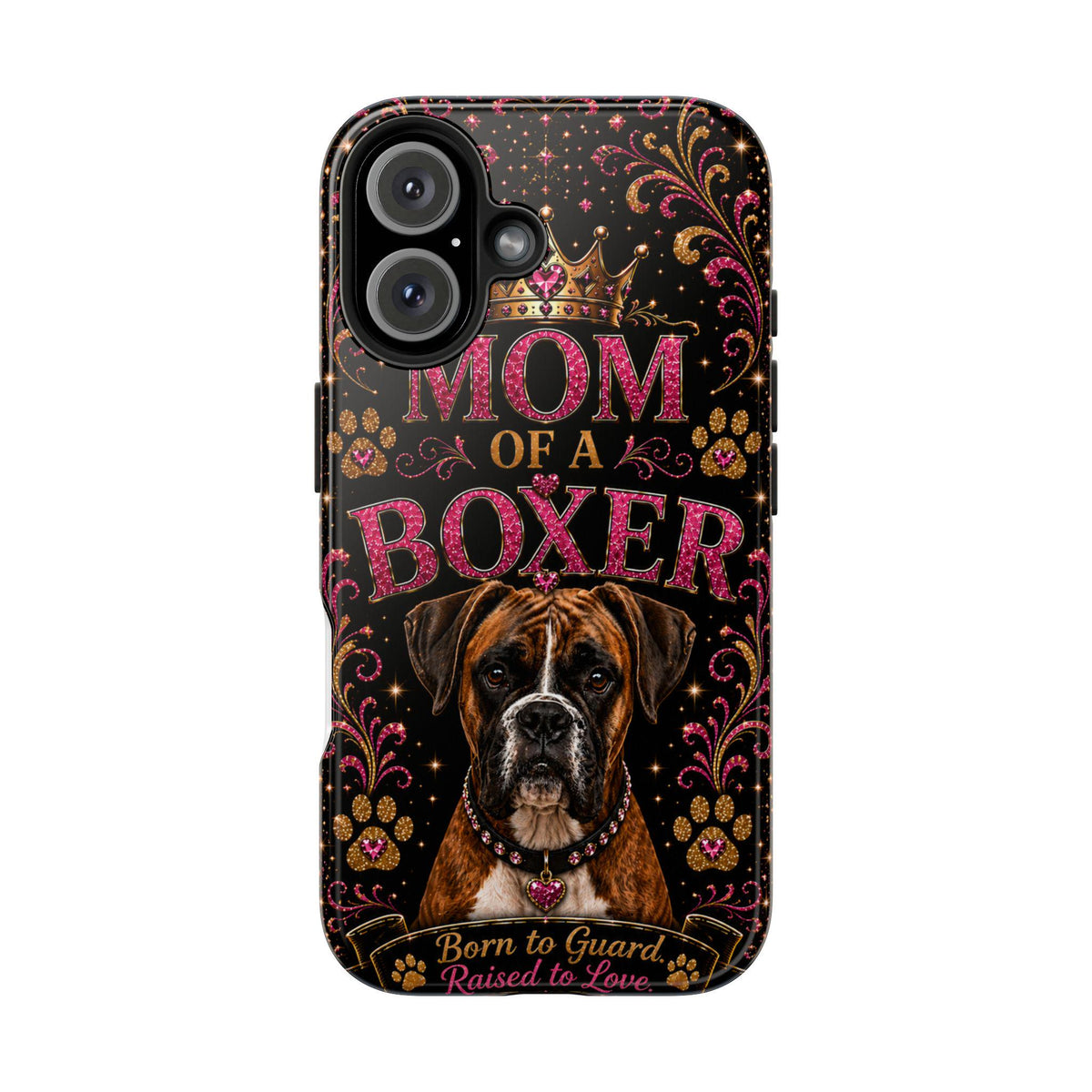 Mom of a Boxer Glitter Phone Case Born to Guard Raised to Love Vintage Dog Lover Gift Cover