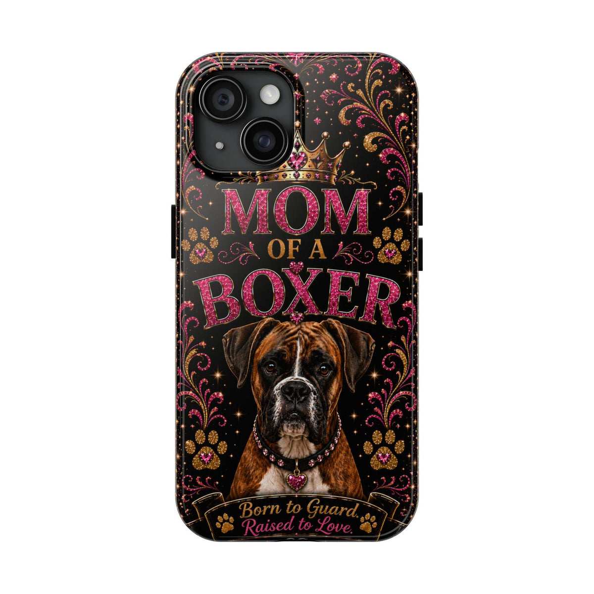 Mom of a Boxer Glitter Phone Case Born to Guard Raised to Love Vintage Dog Lover Gift Cover