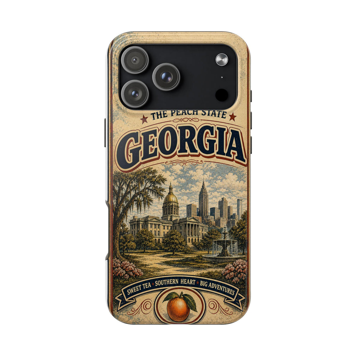 Georgia Peach State Vintage Travel Poster Phone Case Retro Georgia Art iPhone Samsung State Pride Cover