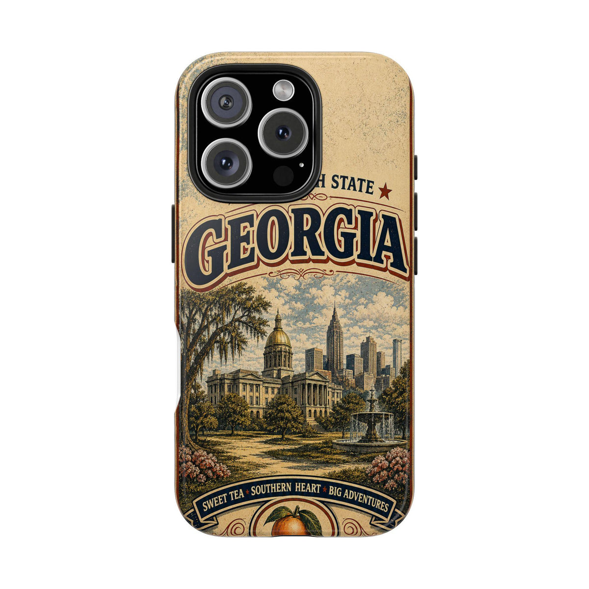 Georgia Peach State Vintage Travel Poster Phone Case Retro Georgia Art iPhone Samsung State Pride Cover