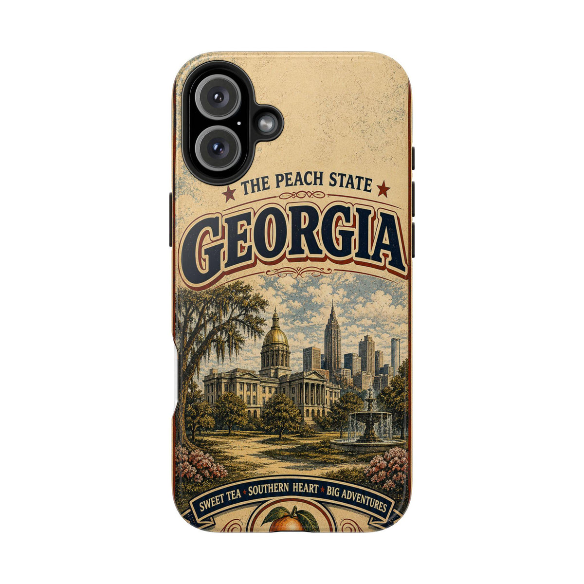 Georgia Peach State Vintage Travel Poster Phone Case Retro Georgia Art iPhone Samsung State Pride Cover