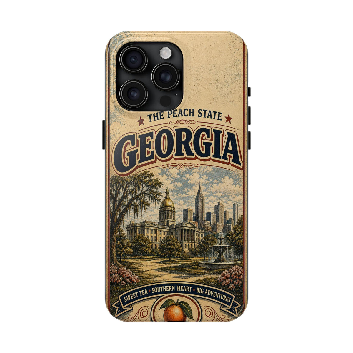 Georgia Peach State Vintage Travel Poster Phone Case Retro Georgia Art iPhone Samsung State Pride Cover