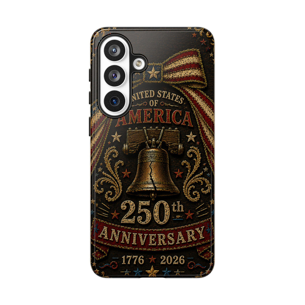 USA 250th Anniversary Phone Case Vintage Liberty Bell Faux Patchwork Americana 1776 2026 iPhone Samsung Case