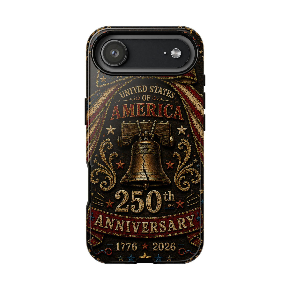 USA 250th Anniversary Phone Case Vintage Liberty Bell Faux Patchwork Americana 1776 2026 iPhone Samsung Case