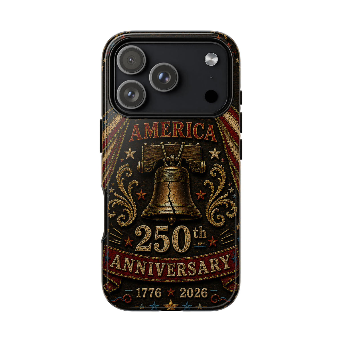 USA 250th Anniversary Phone Case Vintage Liberty Bell Faux Patchwork Americana 1776 2026 iPhone Samsung Case