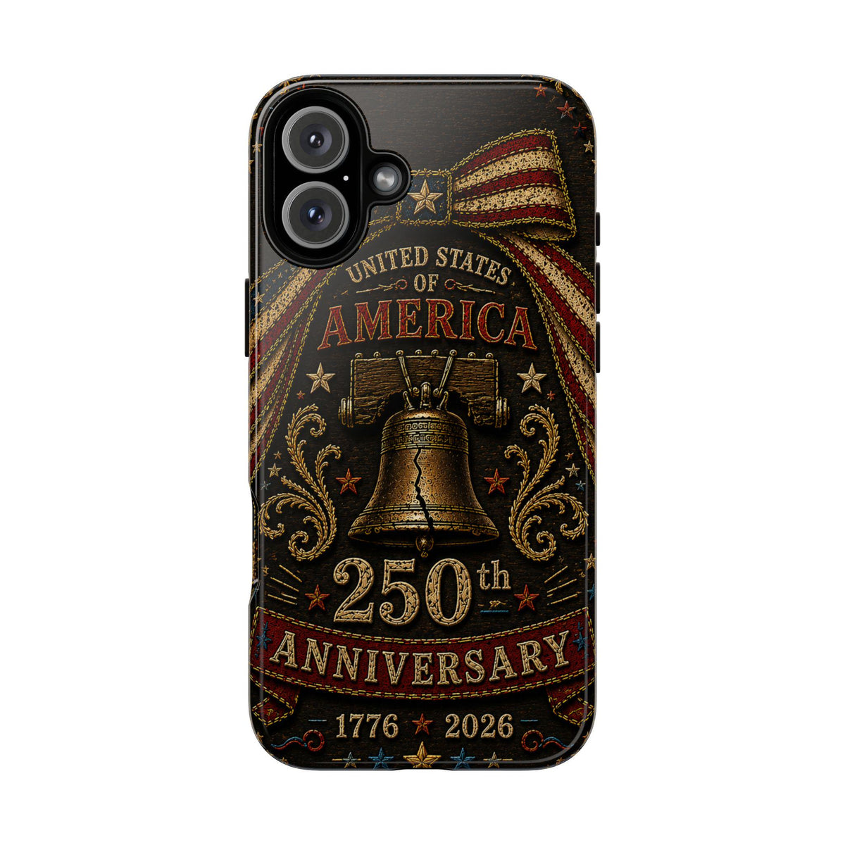 USA 250th Anniversary Phone Case Vintage Liberty Bell Faux Patchwork Americana 1776 2026 iPhone Samsung Case