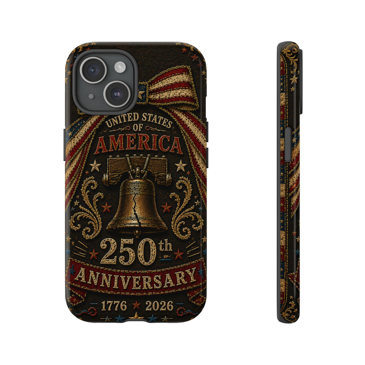 USA 250th Anniversary Phone Case Vintage Liberty Bell Faux Patchwork Americana 1776 2026 iPhone Samsung Case