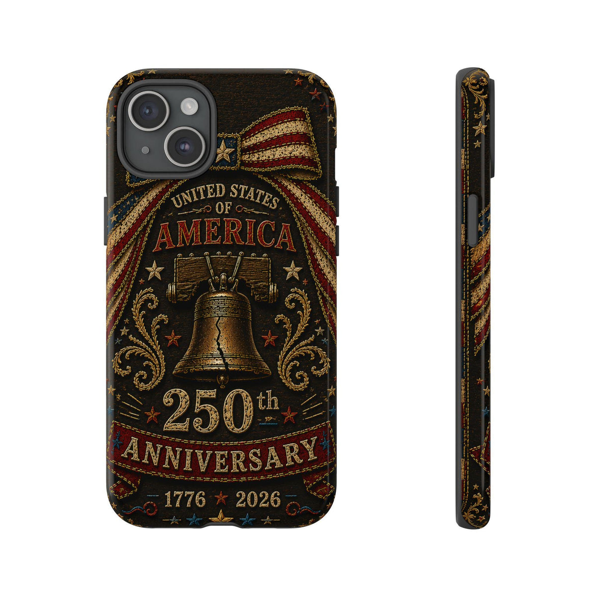 USA 250th Anniversary Phone Case Vintage Liberty Bell Faux Patchwork Americana 1776 2026 iPhone Samsung Case