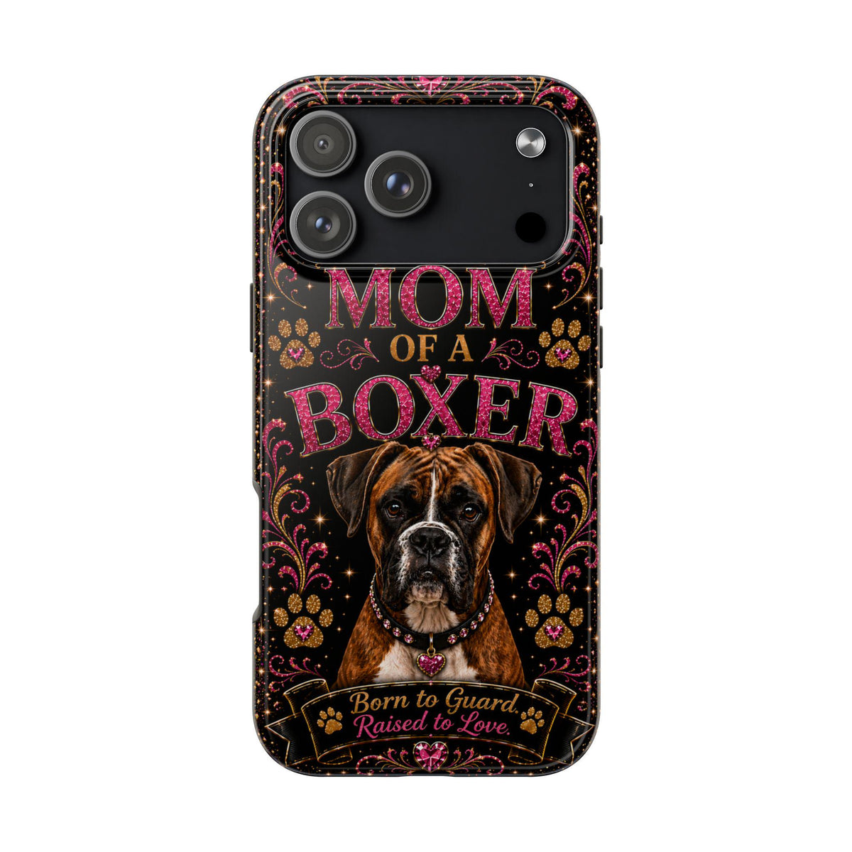 Mom of a Boxer Glitter Phone Case Born to Guard Raised to Love Vintage Dog Lover Gift Cover