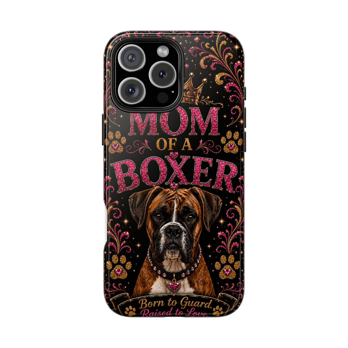 Mom of a Boxer Glitter Phone Case Born to Guard Raised to Love Vintage Dog Lover Gift Cover