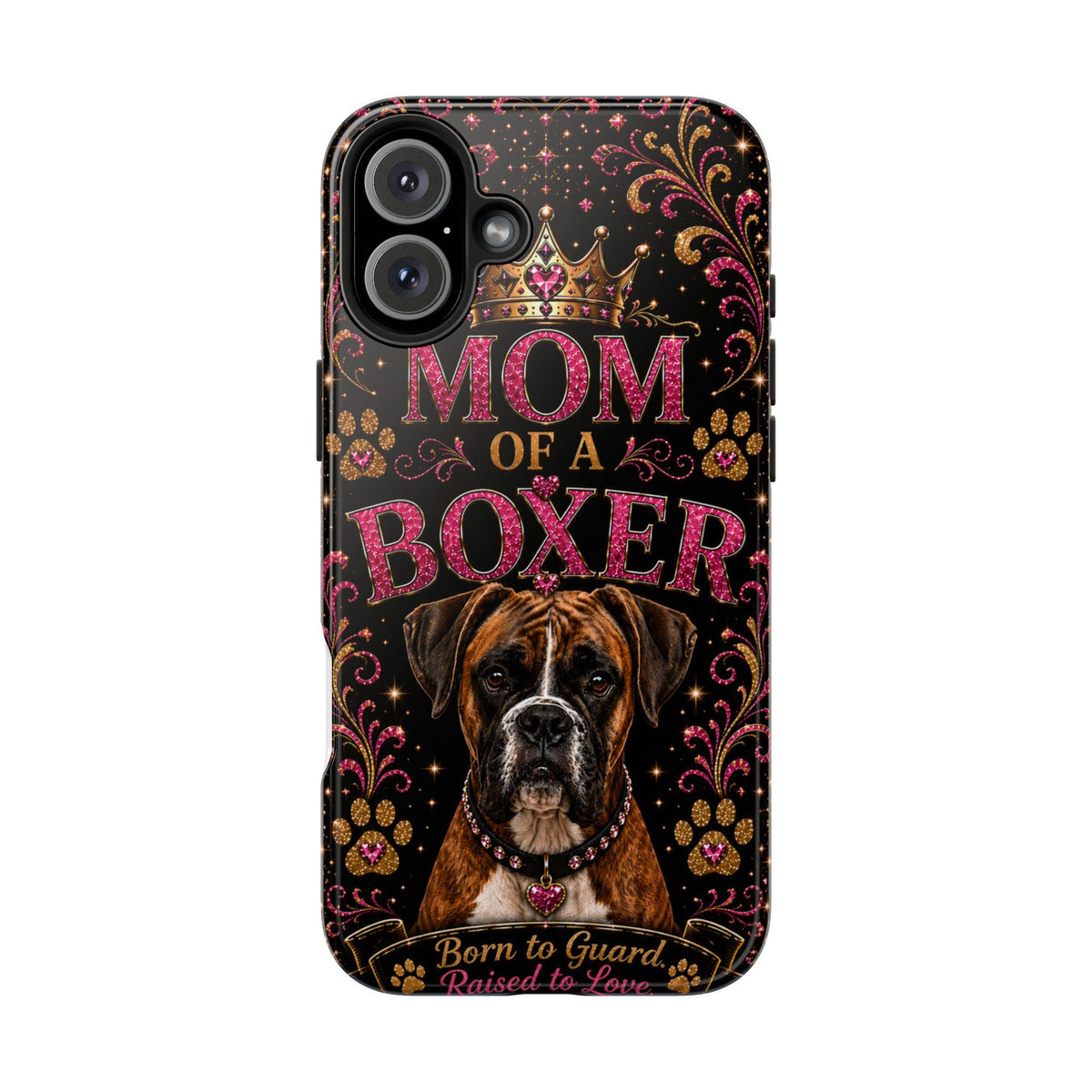 Mom of a Boxer Glitter Phone Case Born to Guard Raised to Love Vintage Dog Lover Gift Cover
