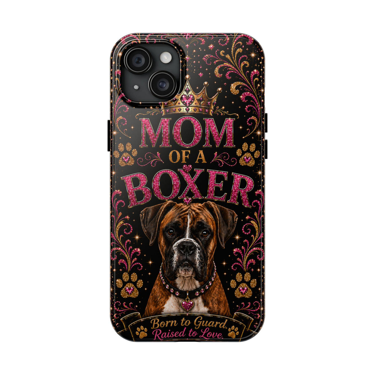 Mom of a Boxer Glitter Phone Case Born to Guard Raised to Love Vintage Dog Lover Gift Cover