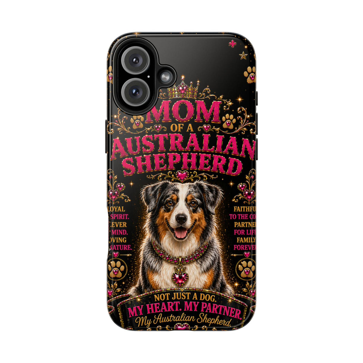Australian Shepherd Dog Mom Glitter Phone Case My Heart My Partner Vintage Aussie Lover Gift for iPhone & Samsung