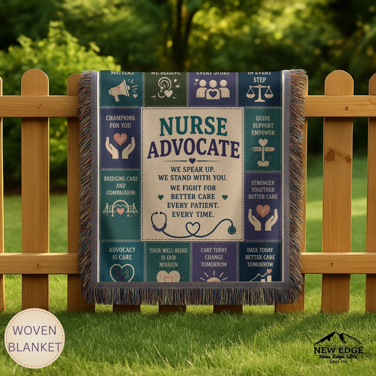 Nurse Advocate Woven Blanket Every Patient Every Voice Faux Patchwork Nurse Appreciation Gift Healthcare Office Wall Decor Throw