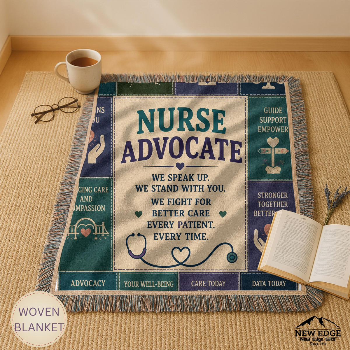 Nurse Advocate Woven Blanket Every Patient Every Voice Faux Patchwork Nurse Appreciation Gift Healthcare Office Wall Decor Throw