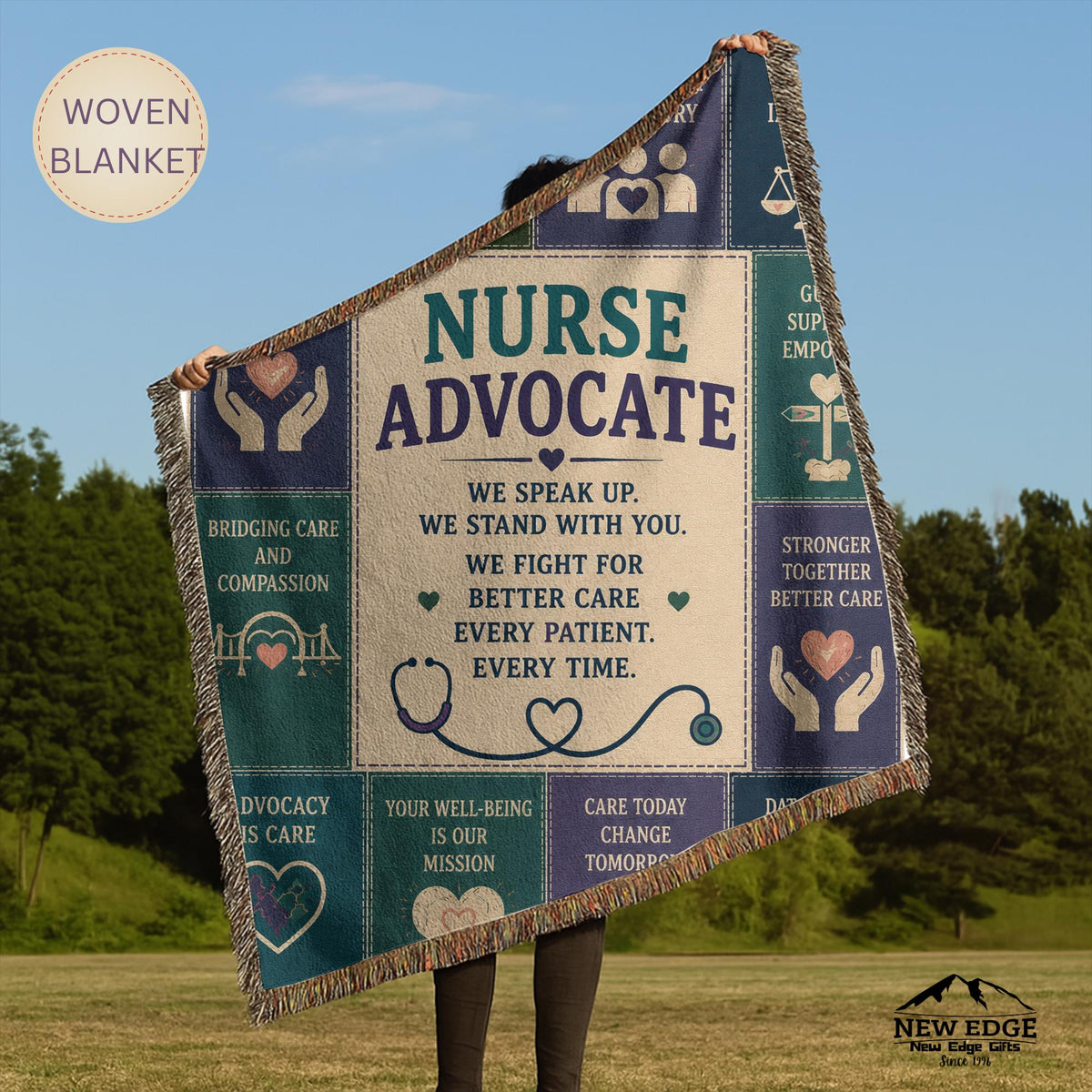 Nurse Advocate Woven Blanket Every Patient Every Voice Faux Patchwork Nurse Appreciation Gift Healthcare Office Wall Decor Throw