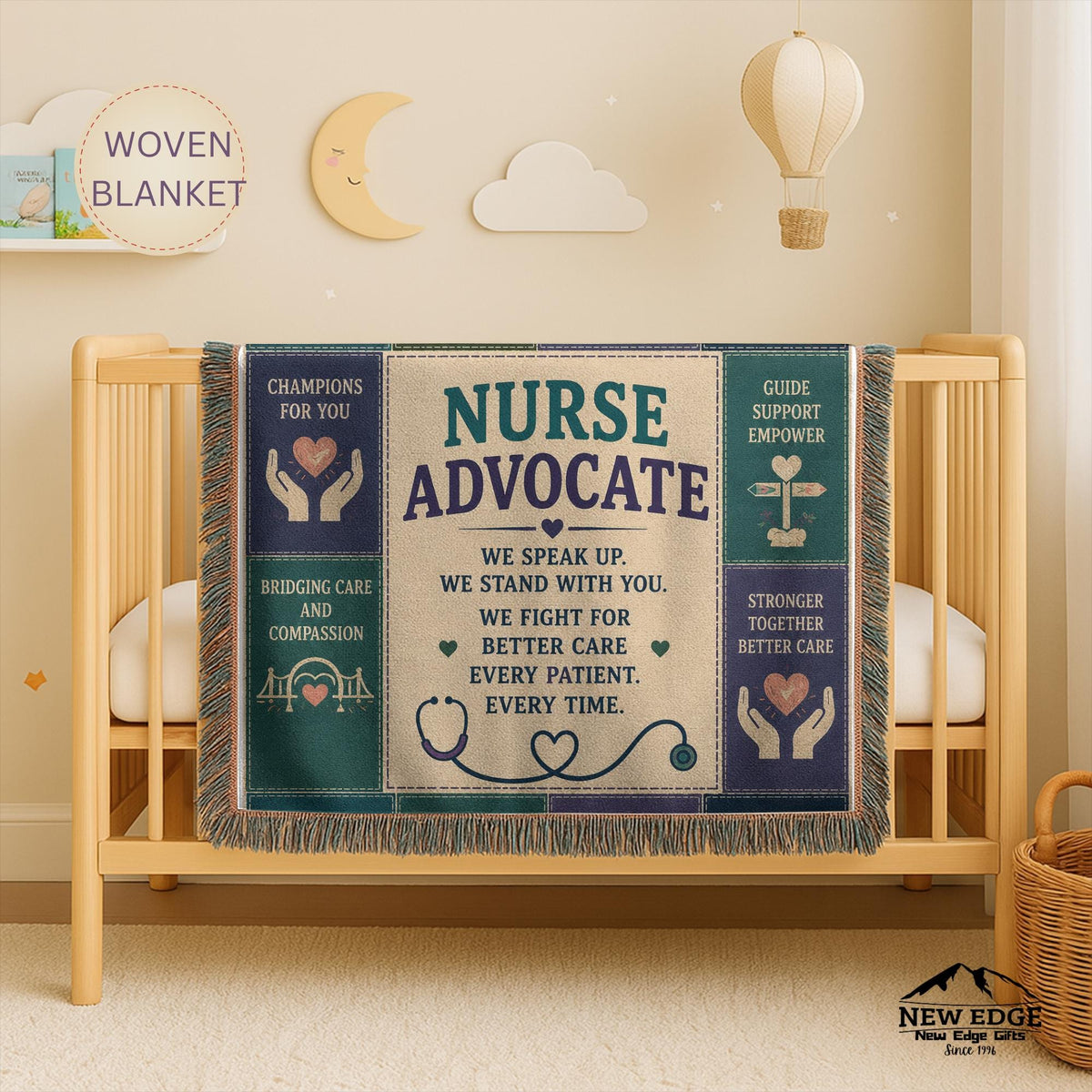 Nurse Advocate Woven Blanket Every Patient Every Voice Faux Patchwork Nurse Appreciation Gift Healthcare Office Wall Decor Throw