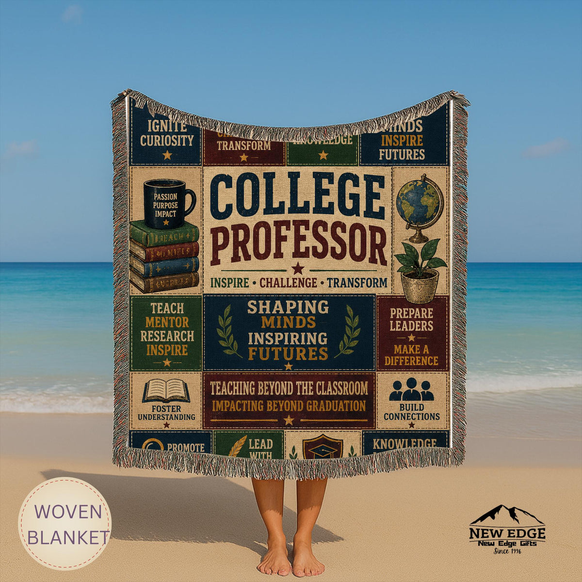 College Professor Woven Blanket Shaping Minds Inspiring Futures Faux Patchwork Professor Appreciation Gift Wall Decor Throw