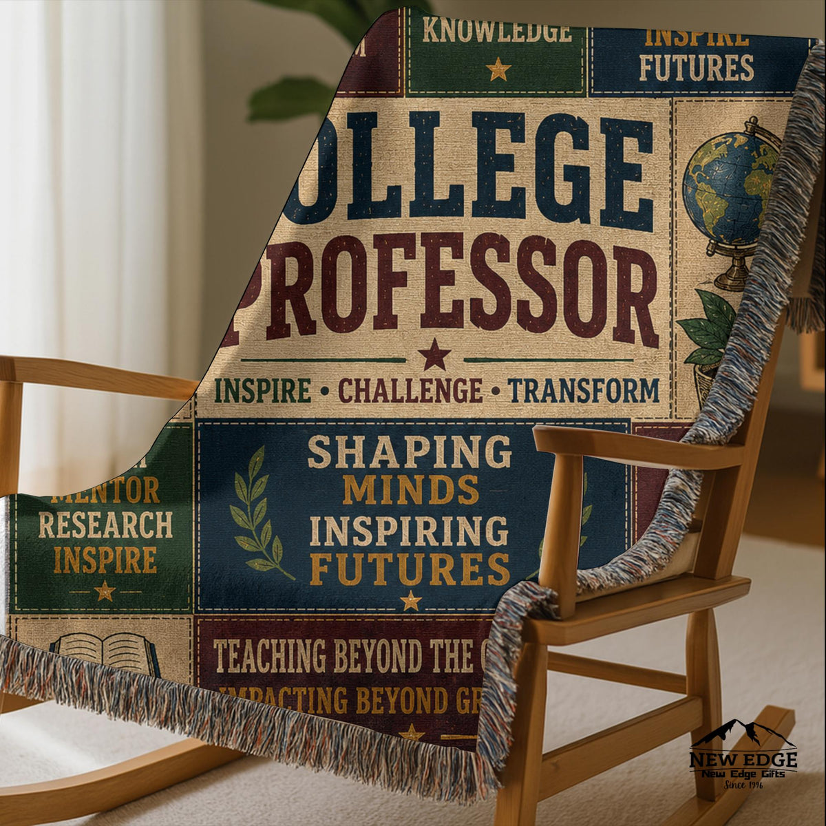 College Professor Woven Blanket Shaping Minds Inspiring Futures Faux Patchwork Professor Appreciation Gift Wall Decor Throw