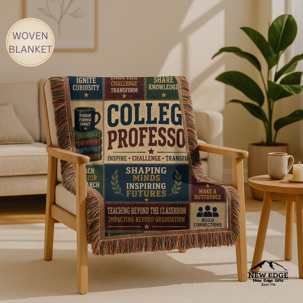 College Professor Woven Blanket Shaping Minds Inspiring Futures Faux Patchwork Professor Appreciation Gift Wall Decor Throw