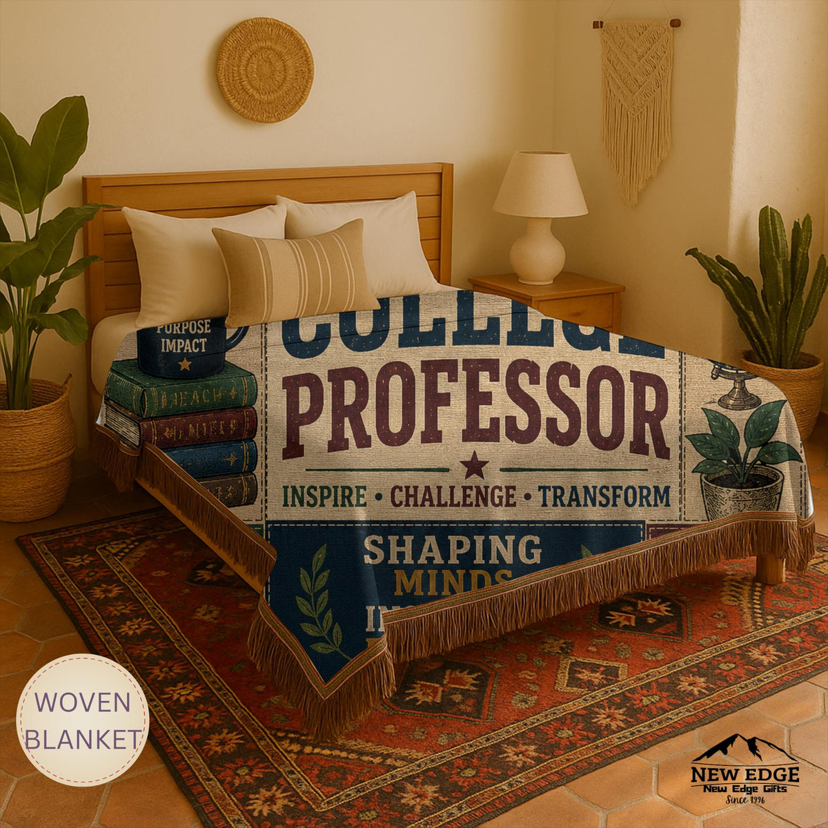 College Professor Woven Blanket Shaping Minds Inspiring Futures Faux Patchwork Professor Appreciation Gift Wall Decor Throw