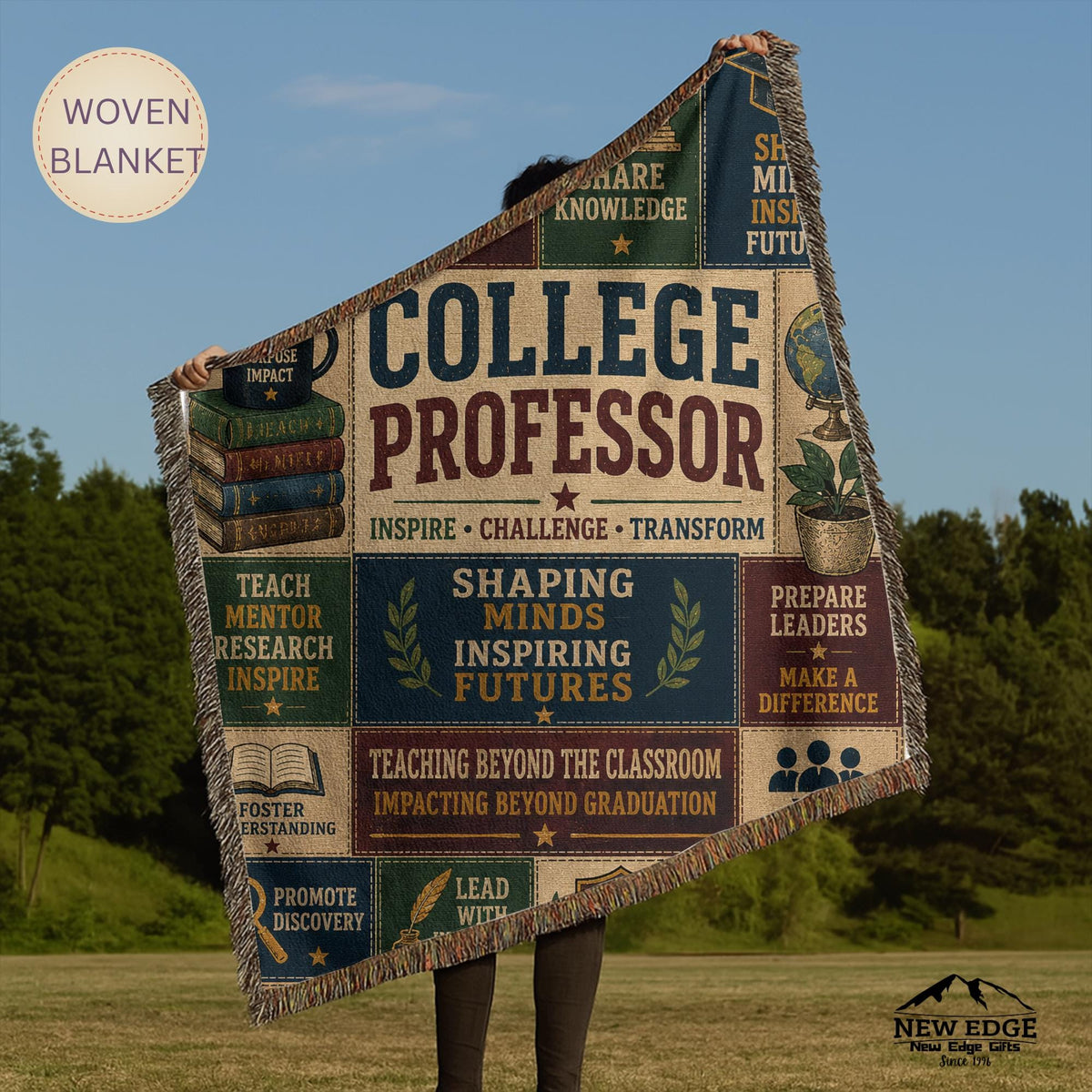 College Professor Woven Blanket Shaping Minds Inspiring Futures Faux Patchwork Professor Appreciation Gift Wall Decor Throw